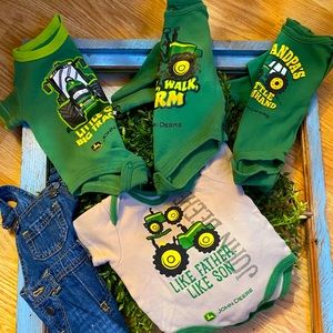 Lot of John Deere baby outfits/Old Navy bibs